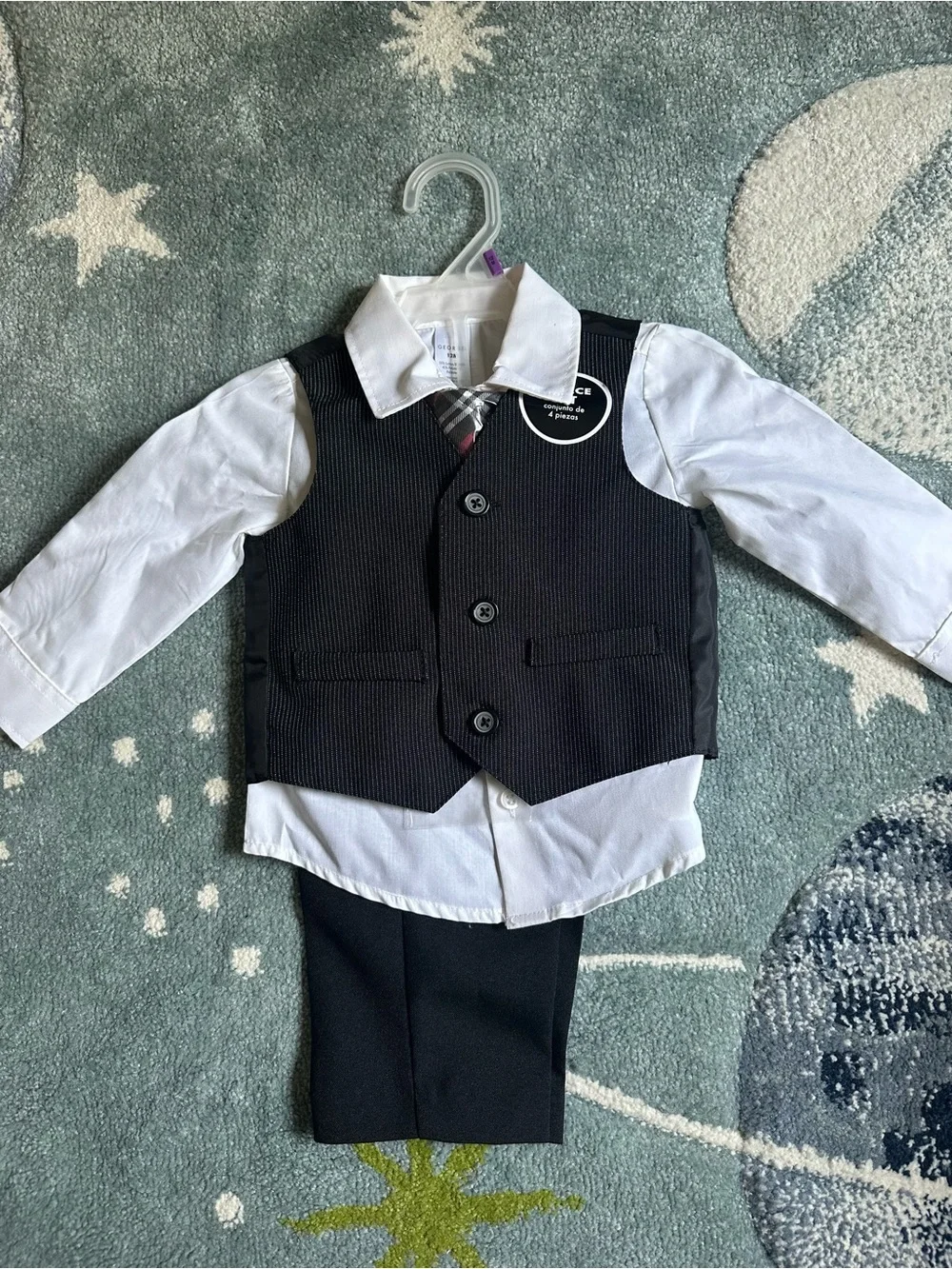 NWT Classic 4 Piece Black Vest & Shirt Set Kids - Formal Outfit 12 Months
